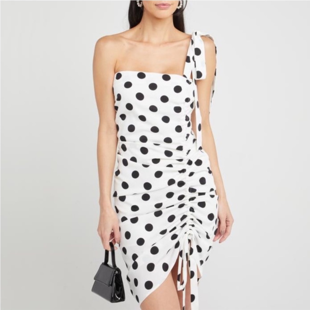 o.p.t Polka dotted one shoulder dress